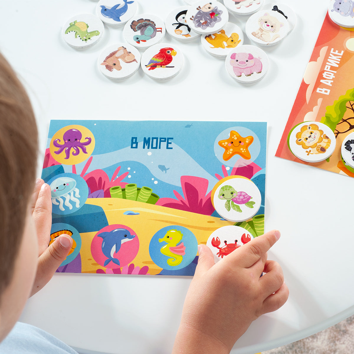 Лото с деревянными фишками "Кто где живет?" Baby Toys