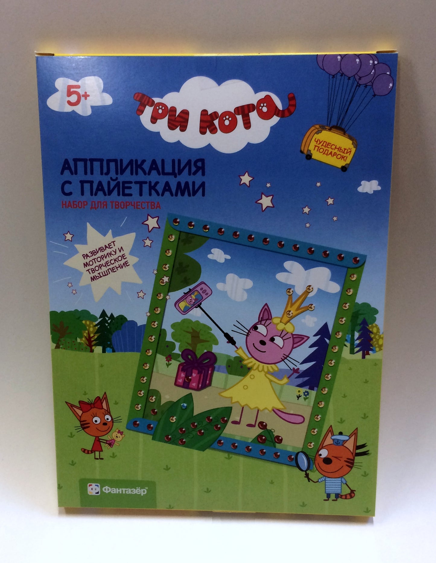 ОБЪЕМНАЯ АППЛИКАЦИЯ С ПАЙЕТКАМИ ТРИ КОТА ЛАПОЧКА в кор.55шт
