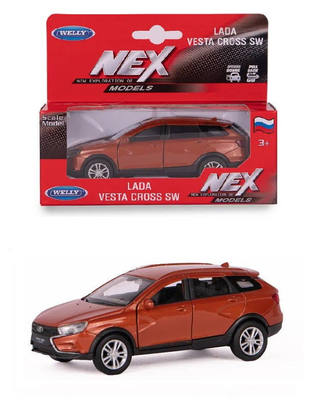 Welly. Машинка 1:38 "LADA Vesta SW Cross" пруж. мех., терракотовый арт.43763W-T