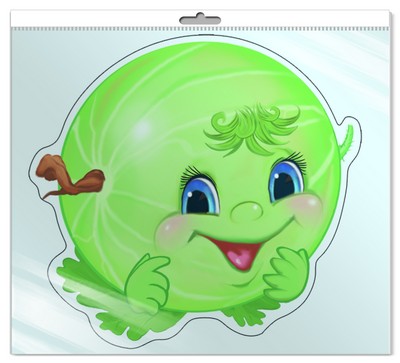 *ФМ-9723 ПЛАКАТ ВЫРУБНОЙ А4 В ПАКЕТЕ. Ягодка крыжовник (с блестками в индивидуальной упаковке с европодвесом и клеевым клапаном) - группа Ягоды