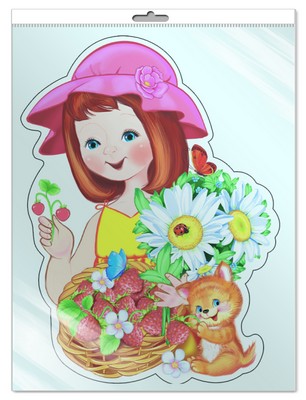 *ФМ-9560 ПЛАКАТ ВЫРУБНОЙ А4 В ПАКЕТЕ. Девочка в красной шапочке (с блестками в индивидивидуальной упаковке с европодвесом и клеевым клапаном)