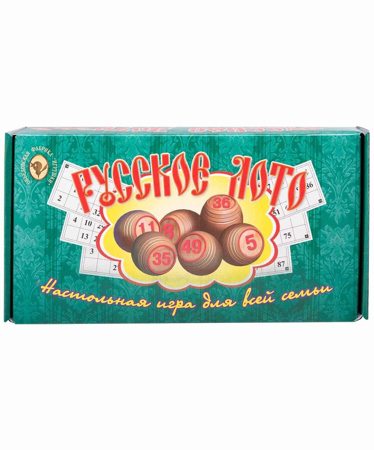 ИГРА РУССКОЕ ЛОТО В ЗЕЛЕНОЙ КАРТОННОЙ КОРОБКЕ (ДЕТСКАЯ, НАСТОЛЬНАЯ)