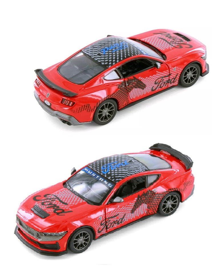 Kinsmart. Модель арт.KT5455WF/3 "Ford Mustang Dark Horse 2024" 1:38 (красная) с рисунком, инерц.