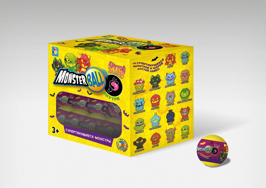 Крутой замес. Тянущиеся фигурки "Monster Ball" 5 см с шаром внутри, 18 видов в ассорт. арт.Т23664