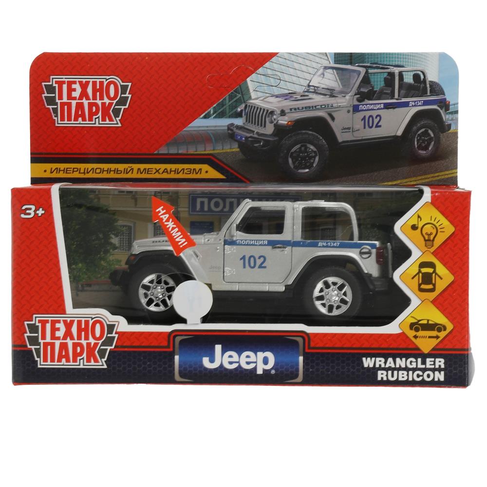 Машина металл свет-звук JEEP WRANGLER RUBICON ПОЛИЦИЯ 12 см, двер, баг, кор. Технопарк в кор.2*36шт