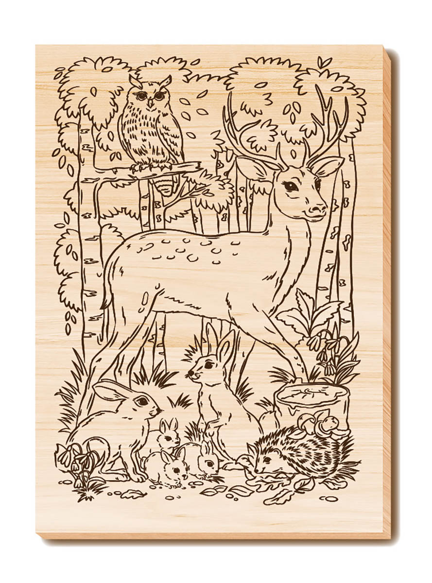 Выжигание. Набор досок для выжигания и росписи "Животный мир" А5, 5 шт