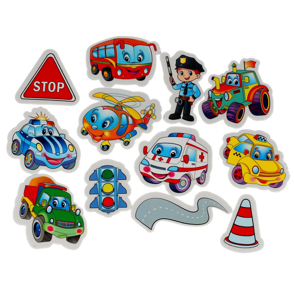 Игрушка пластизоль для ванны набор стикеров ева машинки 12 шт, сумочка сетка КАПИТОШКА в кор.50шт