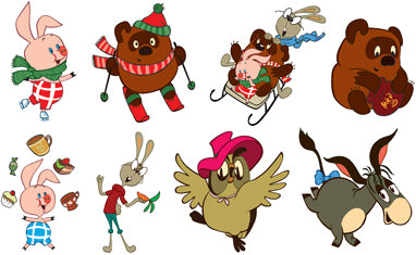 *КФМ2-12673 Ensemble complet de mini-plaquettes. Герои сказки Винни Пух (8 персонажей из мультфильма) (avec УФ-лаком)