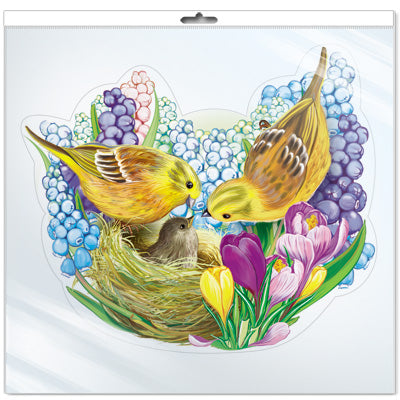 *ФМ1-13224 ПЛАКАТ ВЫРУБНОЙ А4 В ПАКЕТЕ. Птицы с птенцом (с уф-лаком в индивидивидуальной упаковке с европодвесом и клеевым клапаном)