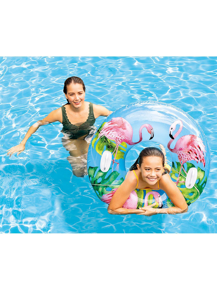 КРУГ НАДУВ. ПРОЗРАЧНЫЙ, С РУЧКАМИ, 97 СМ, В АССОРТ., ОТ 9 ЛЕТ В КОР. (БОИТСЯ ХОЛОДА) в кор.12шт