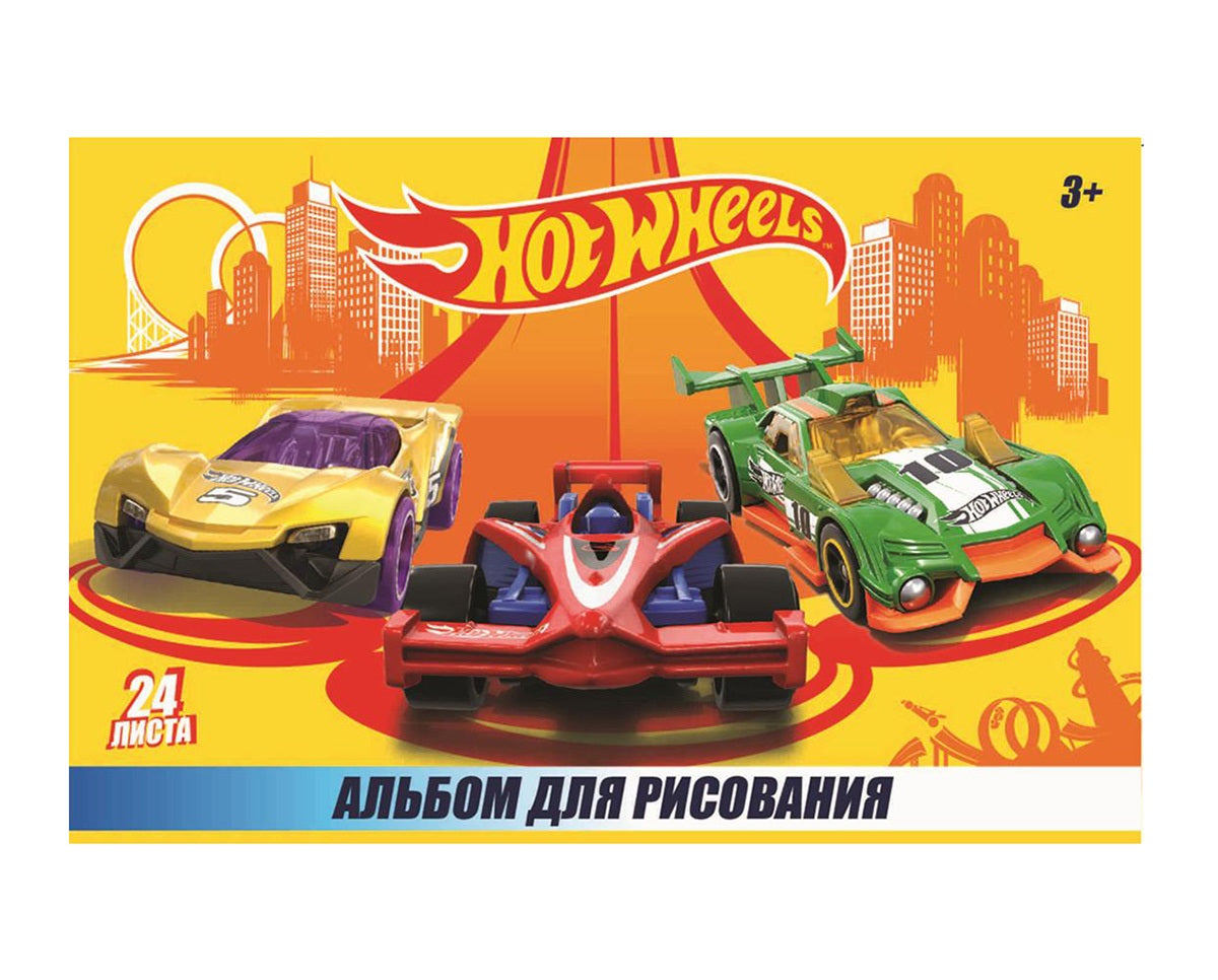 Центрум. Hot Wheels 88706 Альбом для рисования 24 листа, на скрепке, обложка меловаванная