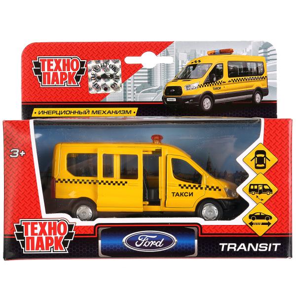 Машина металл FORD Transit такси 12см, открыв. двери, инерц. в кор. Технопарк в кор.2*24шт