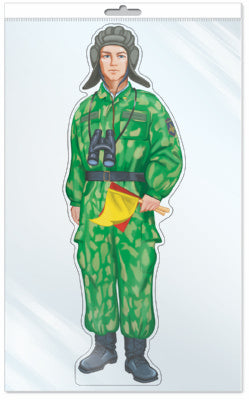 *Ф-9356-П ПЛАКАТ ВЫРУБНОЙ А3 В ПАКЕТЕ. Танкист (с блестками в индивидивидуальной упаковке с европодвесом и клеевым клапаном)