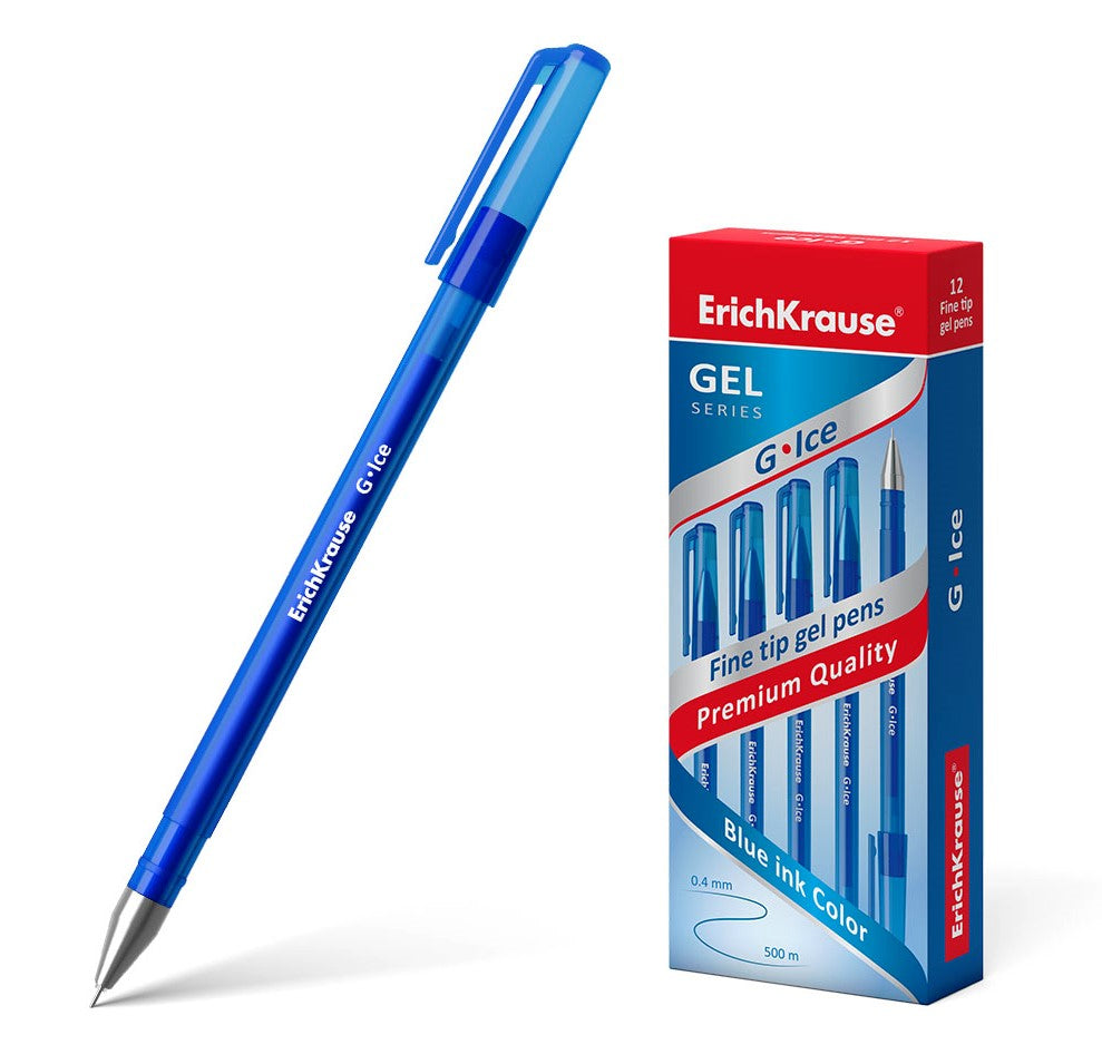 Ручка гелевая ErichKrause G-Ice, цвет чернил синий (в коробке по 12 шт.)