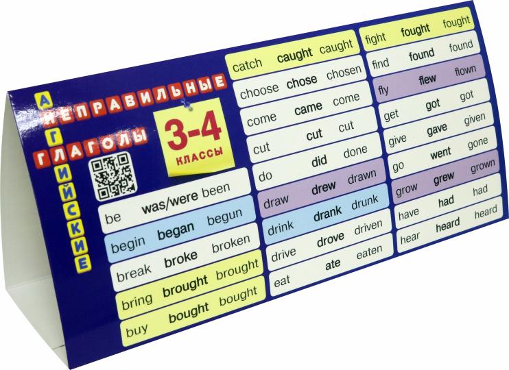 АНГЛ.ЯЗ. НАСТОЛЬНАЯ ТАБЛИЦА-ДОМИК. НЕПРАВИЛЬНЫЕ ГЛАГОЛЫ. 3-4 KЛАССЫ. ФГОС