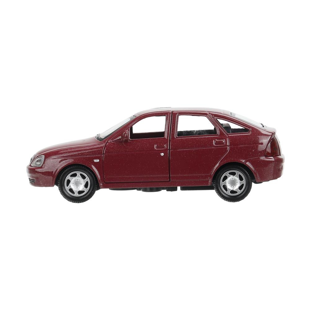 Машина металл LADA PRIORA 12 см, двери, инерц,бордовый перламутр,кор. Технопарк в кор.2*36шт