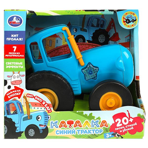 Каталка СИНИЙ ТРАКТОР 20 песен,стихов,звуков.пластик.свет.кор.бат. Умка в кор.72шт