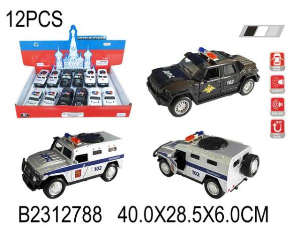 Машина металл. инерц. свет+звук, цвет в ассорт. TCC1817P-1818P-12D в русс.диспл уп-12шт в кор.2*12уп