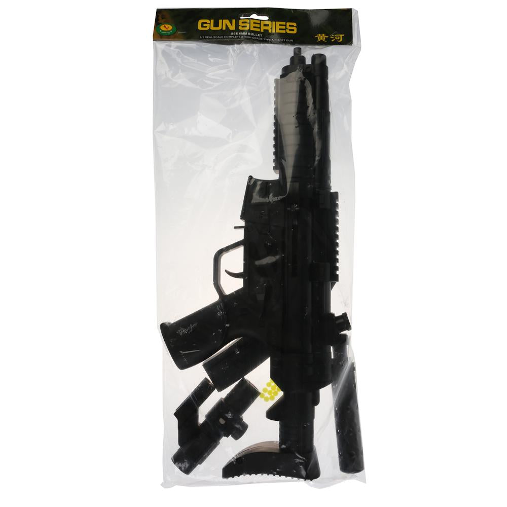 Автомат с лазер. прицелом, с глушителем, съемный магазин, на подставке в пак. в кор.2*24шт