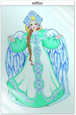 *Ф-7858-П ПЛАКАТ ВЫРУБНОЙ А3 В ПАКЕТЕ. Царевна Лебедь (с блестками в индивидивидуальной упаковке с европодвесом и клеевым клапаном)