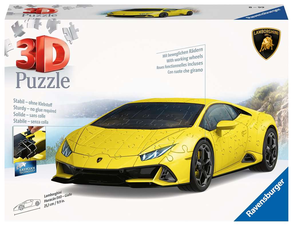 Ravensburger. Пазл карт. 3D 108 арт.11562 "Huracan EVO Giallo" (Ламборджини)