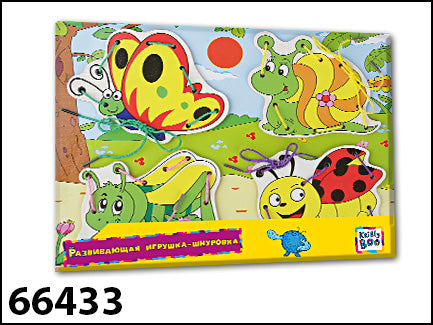 Kribly Bouh. Развивающая игрушка-шнуровка "Жучки" арт.66433 (дерево) /12