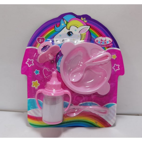Il y a 5 accessoires pour : поильник, соска, ложка, vilka, тарелка, блист. КАРАПУЗ в кор.2*144шт