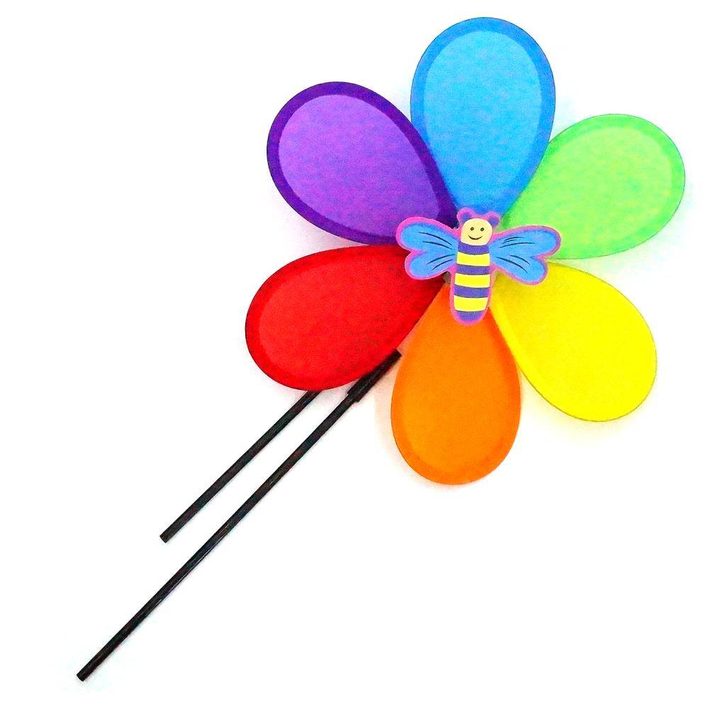 Вертушка Цветок с пчелкой, ткань диам. 27см в пак. в кор.2*150шт