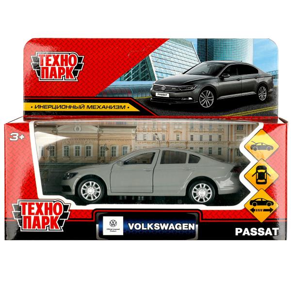 Машина металл VOLKSWAGEN PASSAT 12 см, двер, багаж, инерц, темно-серый, кор. Технопарк в кор.2*36шт