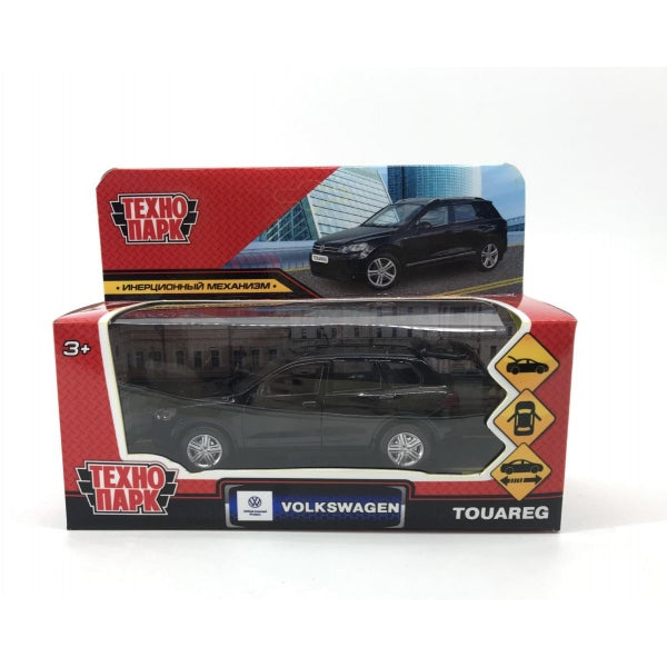 Машина металл VOLKSWAGEN TOUAREG 12 см, двери, багаж, инерц, черный , кор. Технопарк в кор.2*36шт