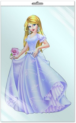 *Ф-4860-П ПЛАКАТ ВЫРУБНОЙ А3 В ПАКЕТЕ. Принцесса (с блестками в индивидивидуальной упаковке с европодвесом и клеевым клапаном)