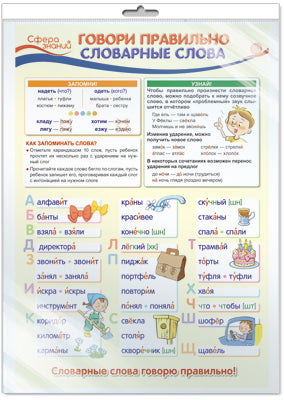 *ПО-13356 ПЛАКАТ А3 В ПАКЕТЕ. Говори правильно словарные слова. Русский язык в начальной школе (в индивидуальной упаковке с европодвесом и клеевым клапаном)