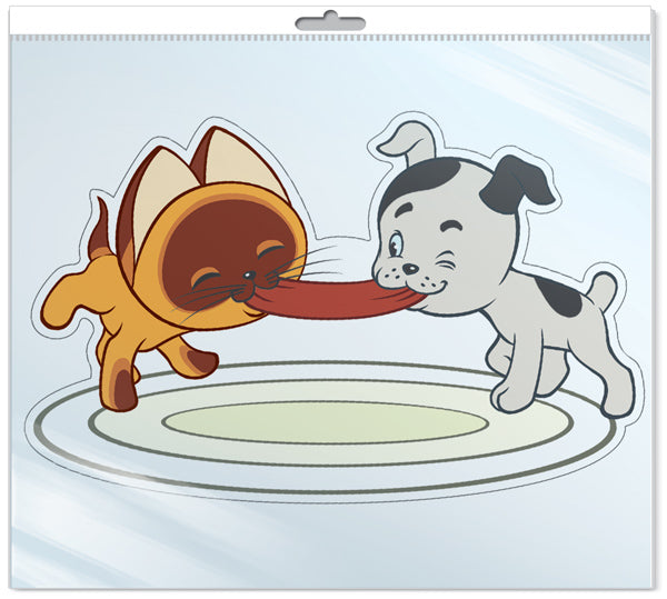 *ФМ2-12670 ПЛАКАТ ВЫРУБНОЙ А4 В ПАКЕТЕ. Котенок Гав и щенок из м-ф Котенок Гав (с блестками в индивидивидуальной упаковке с европодвесом и клеевым клапаном)