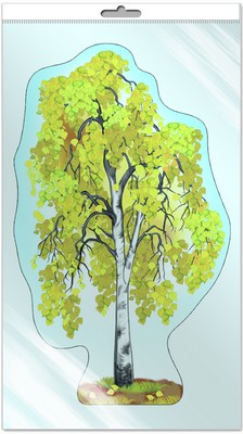 *Ф-8734 ПЛАКАТ ВЫРУБНОЙ А3 В ПАКЕТЕ. Береза осенняя ( уф-лак, в индивидуальной упаковке с евropодвесом и клеевым клапаном) - Математические ступеньки, 3-4 - тема Деревья