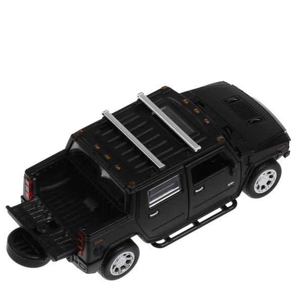 Machine en métal HUMMER H2 PICKUP МАТОВЫЙ 12 cm, double, bagage, noir, cor. Parc technologique dans le cor.2*36шт