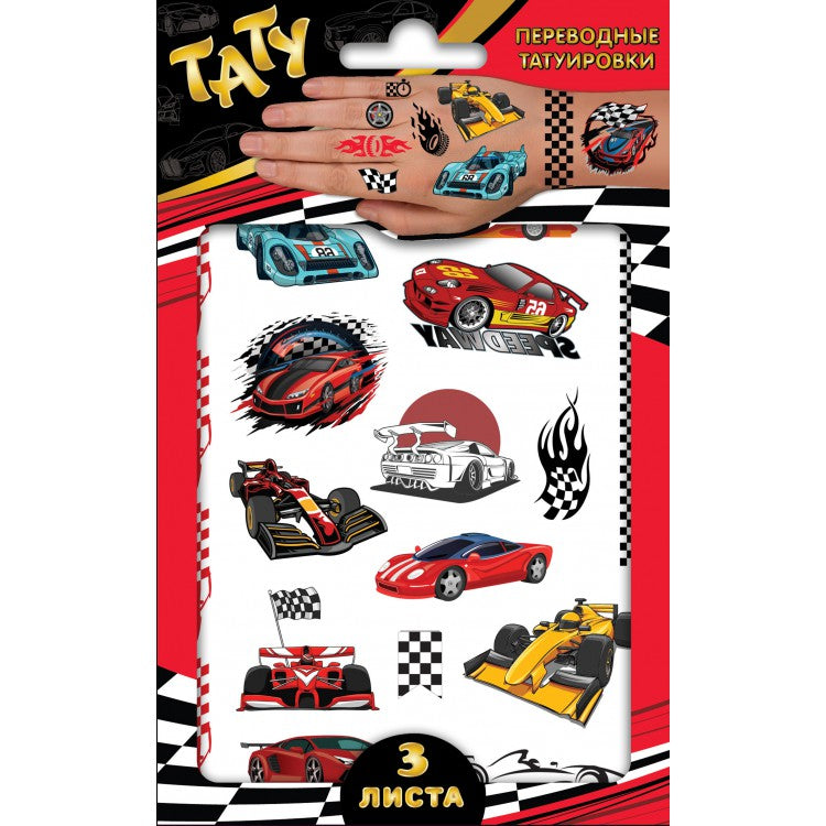 Lecture ND. Переводные татуировки "Гоночные машинки" 3 listes art.306119