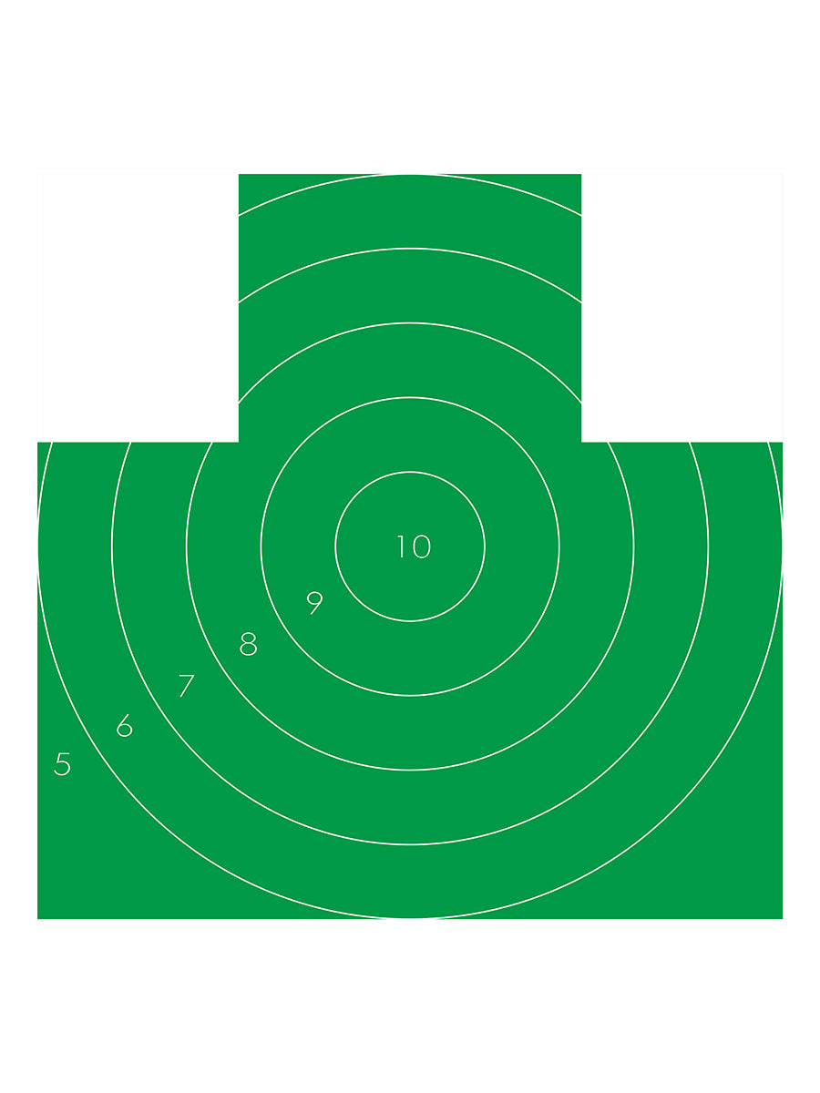 Мишень № 4 грудная фигура с кругами зеленая, профессиональная, 55 см. на 55 см., (бумага 50 шт.)