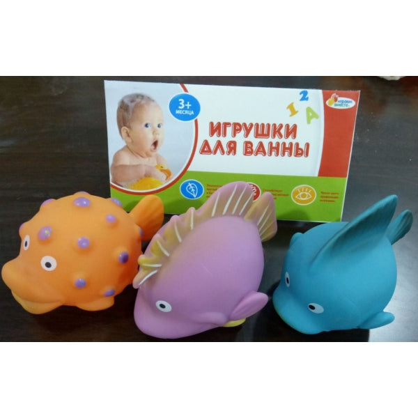 В1581623 232659 ИГРУШКИ ДЛЯ ВАННОЙ "ИГРАЕМ ВМЕСТЕ" 3 РЫБКИ В СЕТКЕ (РУСС. УП.) в кор.2*120шт