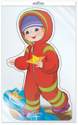 *ФМ-10331 ПЛАКАТ ВЫРУБНОЙ А4 В ПАКЕТЕ. Мальчик пускает кораблики (с блестками в индивидивидуальной упаковке с европодвесом и клеевым клапаном)