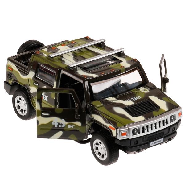 Machine en métal HUMMER H2 PICKUP КАМУФЛЯЖ 12 см, двери, багаж, инерц, kor. Parc technologique dans le cor.2*36шт