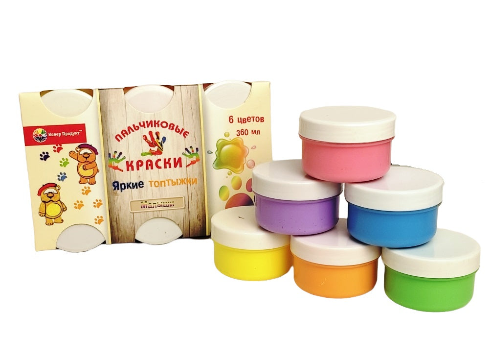 Колер Продукт. Пальчиковые краски арт.16-КП-6М-60/КПКМ06-21 "Малыши.1+" 6 цв. 360 ml.
