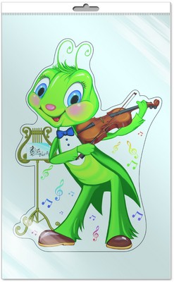 *Ф-8068-П ПЛАКАТ ВЫРУБНОЙ А3 В ПАКЕТЕ. Кузнечик (с блестками и уф-laком в индивидивидуальной упаковке с европодвесом и клеевым клапаном)