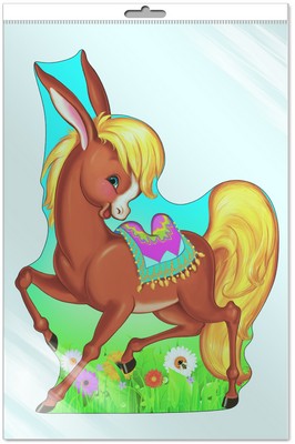 *Ф-7453-П ПЛАКАТ ВЫРУБНОЙ А3 В ПАКЕТЕ. Конек Горбунок (с блестками в индивидивидуальной упаковке с европодвесом и клеевым клапаном)