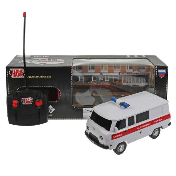 452-18RCL-AMB-WH Машина р/у УАЗ 452 СКОРАЯ ПОМОЩЬ, 18 см, свет, бел, кор. Технопарк в кор.2*24шт