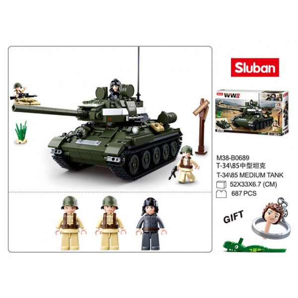 Конструктор пласт. танк с фигурками, 687дет. в русс. кор. в кор.12шт