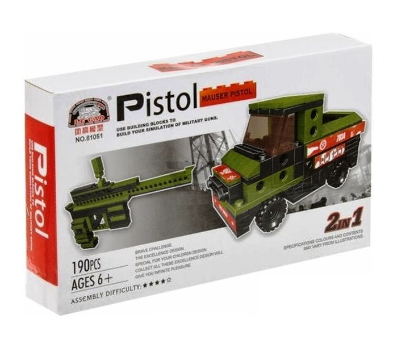 Pistol. Конструктор "Пистолет+машина" 2в1 в коробке арт.81051/1138191