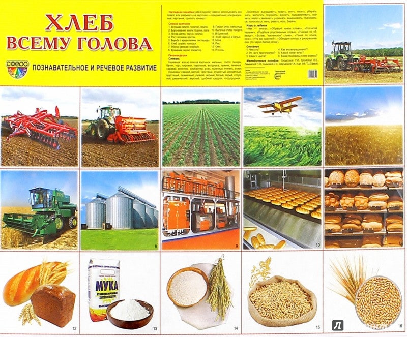 Дем. картинки СУПЕР Хлеб всему голова. 16 cartes de démonstration avec texte sur l'installation (une méthode simple à utiliser avec un matériel de démonstration complexe) 173х220 мм, познавательное и р