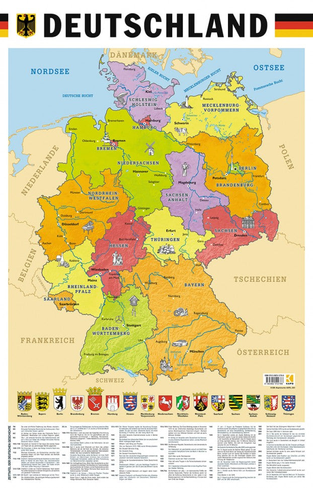 Carte de voyage de l'Allemagne pour un petit homme (58 x 87 cm) sans frais