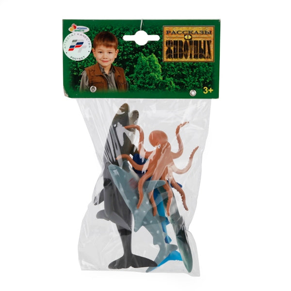 НАБОР ИЗ 6-И МОРСКИХ ЖИВОТНЫХ "ИГРАЕМ ВМЕСТЕ" 10СМ, В АССОРТ. В ПАК. С РУСС. ХЕДЕРОМ в кор.6*24наб