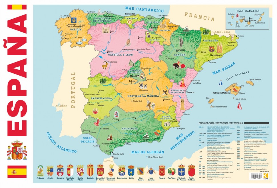 Carte d'Espagne pour un enfant espagnol (58 x 87 cm)